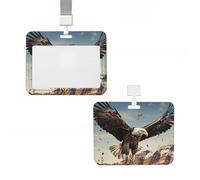 ID Badge Holder Vertical Badge Reel an Eagle Flies Over ID Badge Holder Sliding Reel Clips Badge Holders Hard Plastic Badge Holders ID Card Holder Name Tag Holder for Nurses Office