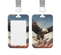 ID Badge Holder Vertical Badge Reel an Eagle Flies Over ID Badge Holder Sliding Reel Clips Badge Holders Hard Plastic Badge Holders ID Card Holder Name Tag Holder for Nurses Office