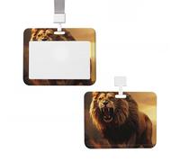 ID Badge Holder Vertical Badge Reel Angry Roaring Lion ID Badge Holder Sliding Reel Clips Badge Holders Hard Plastic Badge Holders ID Card Holder Name Tag Holder for Nurses Office