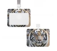 ID Badge Holder Vertical Badge Reel Black and White Tiger ID Badge Holder Sliding Reel Clips Badge Holders Hard Plastic Badge Holders ID Card Holder Name Tag Holder for Nurses Office