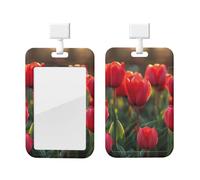 ID Badge Holder Vertical Badge Reel Blooming in The Fields ID Badge Holder Sliding Reel Clips Badge Holders Hard Plastic Badge Holders ID Card Holder Name Tag Holder for Nurses Office