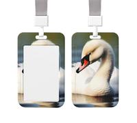ID Badge Holder Vertical Badge Reel Cute Little swan ID Badge Holder Sliding Reel Clips Badge Holders Hard Plastic Badge Holders ID Card Holder Name Tag Holder for Nurses Office
