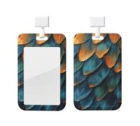 ID Badge Holder Vertical Badge Reel Exquisite Feathers ID Badge Holder Sliding Reel Clips Badge Holders Hard Plastic Badge Holders ID Card Holder Name Tag Holder for Nurses Office