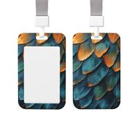 ID Badge Holder Vertical Badge Reel Exquisite Feathers ID Badge Holder Sliding Reel Clips Badge Holders Hard Plastic Badge Holders ID Card Holder Name Tag Holder for Nurses Office