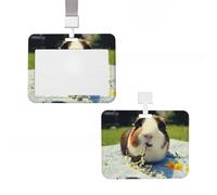 ID Badge Holder Vertical Badge Reel Guinea Pigs ID Badge Holder Sliding Reel Clips Badge Holders Hard Plastic Badge Holders ID Card Holder Name Tag Holder for Nurses Office
