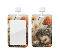 ID Badge Holder Vertical Badge Reel Nature Lovely Hedgehog Lovers ID Badge Holder Sliding Reel Clips Badge Holders Hard Plastic Badge Holders ID Card Holder Name Tag Holder for Nurses Office