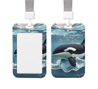 ID Badge Holder Vertical Badge Reel Orca Killer Whale ID Badge Holder Sliding Reel Clips Badge Holders Hard Plastic Badge Holders ID Card Holder Name Tag Holder for Nurses Office