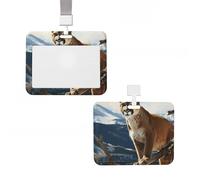 ID Badge Holder Vertical Badge Reel Panther Mountain Lion ID Badge Holder Sliding Reel Clips Badge Holders Hard Plastic Badge Holders ID Card Holder Name Tag Holder for Nurses Office