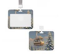 ID Badge Holder Vertical Badge Reel Ski Lift with Fir Tree ID Badge Holder Sliding Reel Clips Badge Holders Hard Plastic Badge Holders ID Card Holder Name Tag Holder for Nurses Office