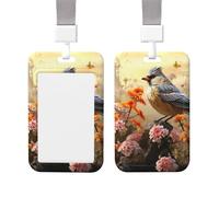 ID Badge Holder Vertical Badge Reel Sparrow Birds Sing ID Badge Holder Sliding Reel Clips Badge Holders Hard Plastic Badge Holders ID Card Holder Name Tag Holder for Nurses Office