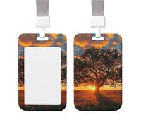 ID Badge Holder Vertical Badge Reel Sunrise on Big Tree ID Badge Holder Sliding Reel Clips Badge Holders Hard Plastic Badge Holders ID Card Holder Name Tag Holder for Nurses Office