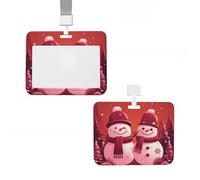 ID Badge Holder Vertical Badge Reel Two Snowmen Together ID Badge Holder Sliding Reel Clips Badge Holders Hard Plastic Badge Holders ID Card Holder Name Tag Holder for Nurses Office