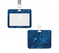 ID Badge Holder Vertical Plastic Card Case Protector Blue Musical Notes Badge Holder with Lanyard ID Card Holder Waterproof Name Tag Holder Badge Reel Work Badge Sleeve for Office Staff Employees