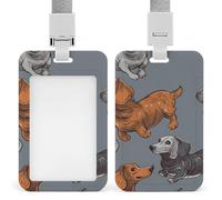 ID Badge Holder Vertical Plastic Card Case Protector Dog Running Badge Holder with Lanyard ID Card Holder Waterproof Name Tag Holder Badge Reel Work Badge Sleeve for Office Staff Employees