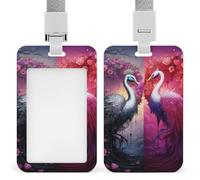 ID Badge Holder Vertical Plastic Card Case Protector Fantasy Imaginary Animals Badge Holder with Lanyard ID Card Holder Waterproof Name Tag Holder Badge Reel Work Badge Sleeve for Office