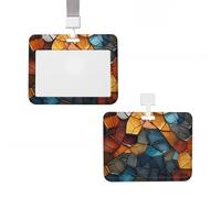 ID Badge Holder Vertical Plastic Card Case Protector Fragments Badge Holder with Lanyard ID Card Holder Waterproof Name Tag Holder Badge Reel Work Badge Sleeve for Office Staff Employees
