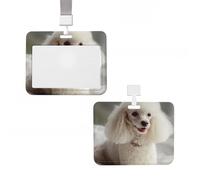 ID Badge Holder Vertical Plastic Card Case Protector French Poodle Badge Holder with Lanyard ID Card Holder Waterproof Name Tag Holder Badge Reel Work Badge Sleeve for Office Staff Employees