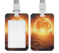 ID Badge Holder Vertical Plastic Card Case Protector Rising Sun Badge Holder with Lanyard ID Card Holder Waterproof Name Tag Holder Badge Reel Work Badge Sleeve for Office Staff Employees