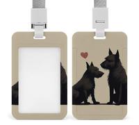 ID Badge Holder Vertical Plastic Card Case Protector Scottish Terrier Dog Badge Holder with Lanyard ID Card Holder Waterproof Name Tag Holder Badge Reel Work Badge Sleeve for Office Staff Employees