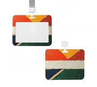ID Badge Holder Vertical Plastic Card Case Protector South Africa Flag Badge Holder with Lanyard ID Card Holder Waterproof Name Tag Holder Badge Reel Work Badge Sleeve for Office Staff Employees