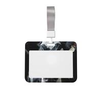 ID Badge Holder Vertical Plastic ID Card Holders Cow Head Black White Badge Holder with Lanyard Waterproof Card Case Protector Name Tag Badges Reel Holders Badges Sleeve for Office