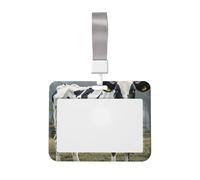 ID Badge Holder Vertical Plastic ID Card Holders Spotted Cow Badge Holder with Lanyard Waterproof Card Case Protector Name Tag Badges Reel Holders Badges Sleeve for Office
