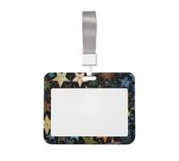 ID Badge Holder Vertical Plastic ID Card Holders Stars Eastern Badge Holder with Lanyard Waterproof Card Case Protector Name Tag Badges Reel Holders Badges Sleeve for Office