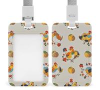 Id Badge Holder Vertical Waterproof Chicken Pattern Id Card Protector with Breakaway Lanyard Clear Card Holders Cute Name Tag Holder for Nurse Medical Teacher Office Gifts