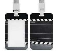 Id Badge Holder Vertical Waterproof Classic Movie Clapboard Black Id Card Protector with Breakaway Lanyard Clear Card Holders Cute Name Tag Holder for Nurse Medical Teacher Office Gifts