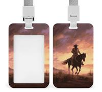 Id Badge Holder Vertical Waterproof Cowboy West Id Card Protector with Breakaway Lanyard Clear Card Holders Cute Name Tag Holder for Nurse Medical Teacher Office Gifts