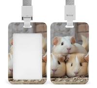 Id Badge Holder Vertical Waterproof GuineaPigs Id Card Protector with Breakaway Lanyard Clear Card Holders Cute Name Tag Holder for Nurse Medical Teacher Office Gifts