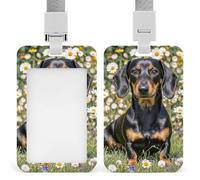Id Badge Holder Vertical Waterproof Pad Dachshund Id Card Protector with Breakaway Lanyard Clear Card Holders Cute Name Tag Holder for Nurse Medical Teacher Office Gifts