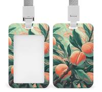 Id Badge Holder Vertical Waterproof Peach on The Branch Id Card Protector with Breakaway Lanyard Clear Card Holders Cute Name Tag Holder for Nurse Medical Teacher Office Gifts