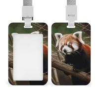 Id Badge Holder Vertical Waterproof Red Panda on Tree Branch Id Card Protector with Breakaway Lanyard Clear Card Holders Cute Name Tag Holder for Nurse Medical Teacher Office Gifts