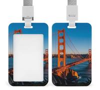 Id Badge Holder Vertical Waterproof San Francisco Bay Bridge Id Card Protector with Breakaway Lanyard Clear Card Holders Cute Name Tag Holder for Nurse Medical Teacher Office Gifts
