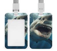 Id Badge Holder Vertical Waterproof Shark Mouth Id Card Protector with Breakaway Lanyard Clear Card Holders Cute Name Tag Holder for Nurse Medical Teacher Office Gifts