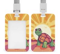 Id Badge Holder Vertical Waterproof Turtle in The Sun Id Card Protector with Breakaway Lanyard Clear Card Holders Cute Name Tag Holder for Nurse Medical Teacher Office Gifts