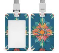 Id Badge Holder Vertical Waterproof Vibrantly Colored Scottish Thistle Pattern Id Card Protector with Breakaway Lanyard Clear Card Holders Cute Name Tag Holder for Nurse Medical Teacher Office Gifts