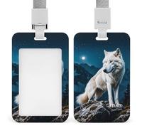 Id Badge Holder Vertical Waterproof Wolf in The Misty Id Card Protector with Breakaway Lanyard Clear Card Holders Cute Name Tag Holder for Nurse Medical Teacher Office Gifts