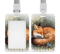 ID Badge Holder with Breakaway Lanyard - Retractable Badge Reels A Sleeping Fox Vertical Card Name Tag for Nurses, Teachers, Doctors - ID Cards Holder Fits Credit/Id Cards (4.3x2.7in)