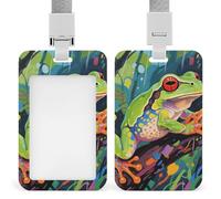ID Badge Holder with Breakaway Lanyard - Retractable Badge Reels Abstract Frog Vertical Card Name Tag for Nurses, Teachers, Doctors - ID Cards Holder Fits Credit/Id Cards (4.3x2.7in)
