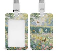 ID Badge Holder with Breakaway Lanyard - Retractable Badge Reels Beautiful Garden Vertical Card Name Tag for Nurses, Teachers, Doctors - ID Cards Holder Fits Credit/Id Cards (4.3x2.7in)
