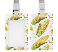 ID Badge Holder with Breakaway Lanyard - Retractable Badge Reels Cartoon Corn on The Cob Vertical Card Name Tag for Nurses, Teachers, Doctors - ID Cards Holder Fits Credit/Id Cards (4.3x2.7in)