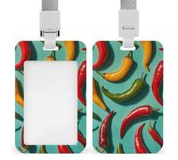 ID Badge Holder with Breakaway Lanyard - Retractable Badge Reels Chili Pepper Image Vertical Card Name Tag for Nurses, Teachers, Doctors - ID Cards Holder Fits Credit/Id Cards (4.3x2.7in)