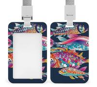 ID Badge Holder with Breakaway Lanyard - Retractable Badge Reels Colorful Fish Vertical Card Name Tag for Nurses, Teachers, Doctors - ID Cards Holder Fits Credit/Id Cards (4.3x2.7in)