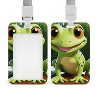 ID Badge Holder with Breakaway Lanyard - Retractable Badge Reels Cute Frog Vertical Card Name Tag for Nurses, Teachers, Doctors - ID Cards Holder Fits Credit/Id Cards (4.3x2.7in)