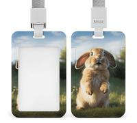 ID Badge Holder with Breakaway Lanyard - Retractable Badge Reels Cute Funny Rabbit Vertical Card Name Tag for Nurses, Teachers, Doctors - ID Cards Holder Fits Credit/Id Cards (4.3x2.7in)
