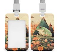 ID Badge Holder with Breakaway Lanyard - Retractable Badge Reels Frog on Mountain Vertical Card Name Tag for Nurses, Teachers, Doctors - ID Cards Holder Fits Credit/Id Cards (4.3x2.7in)