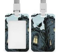 ID Badge Holder with Breakaway Lanyard - Retractable Badge Reels Ghost Castle Vertical Card Name Tag for Nurses, Teachers, Doctors - ID Cards Holder Fits Credit/Id Cards (4.3x2.7in)