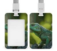 ID Badge Holder with Breakaway Lanyard - Retractable Badge Reels Green Lizard Vertical Card Name Tag for Nurses, Teachers, Doctors - ID Cards Holder Fits Credit/Id Cards (4.3x2.7in)